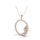 Pave Circle Lab Grown Diamond Pendant Necklace 1.62Ct 14K Fine Gold