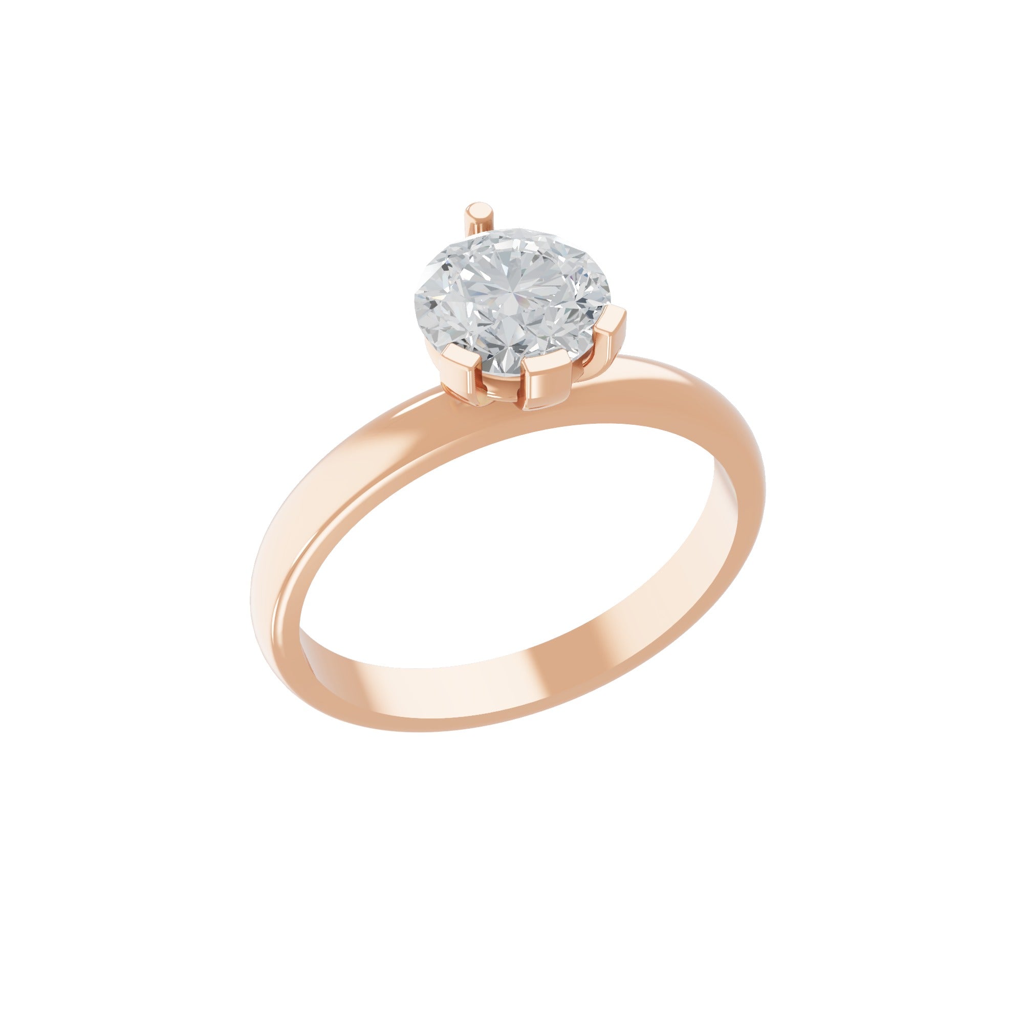 14K Fine Gold Round Solitaire Ring Lab Grown Diamond 1.00Ct