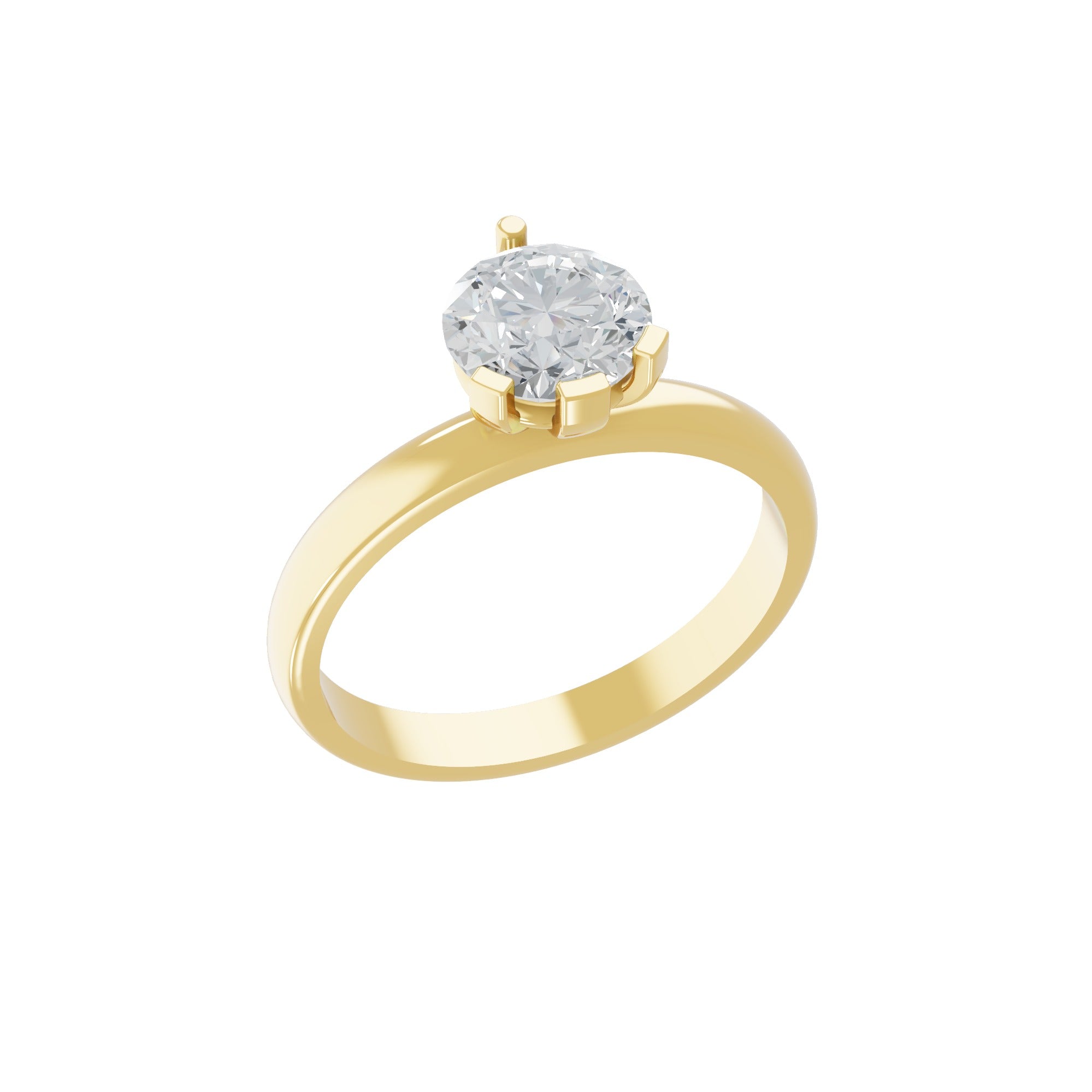 14K Fine Gold Round Solitaire Ring Lab Grown Diamond 1.00Ct