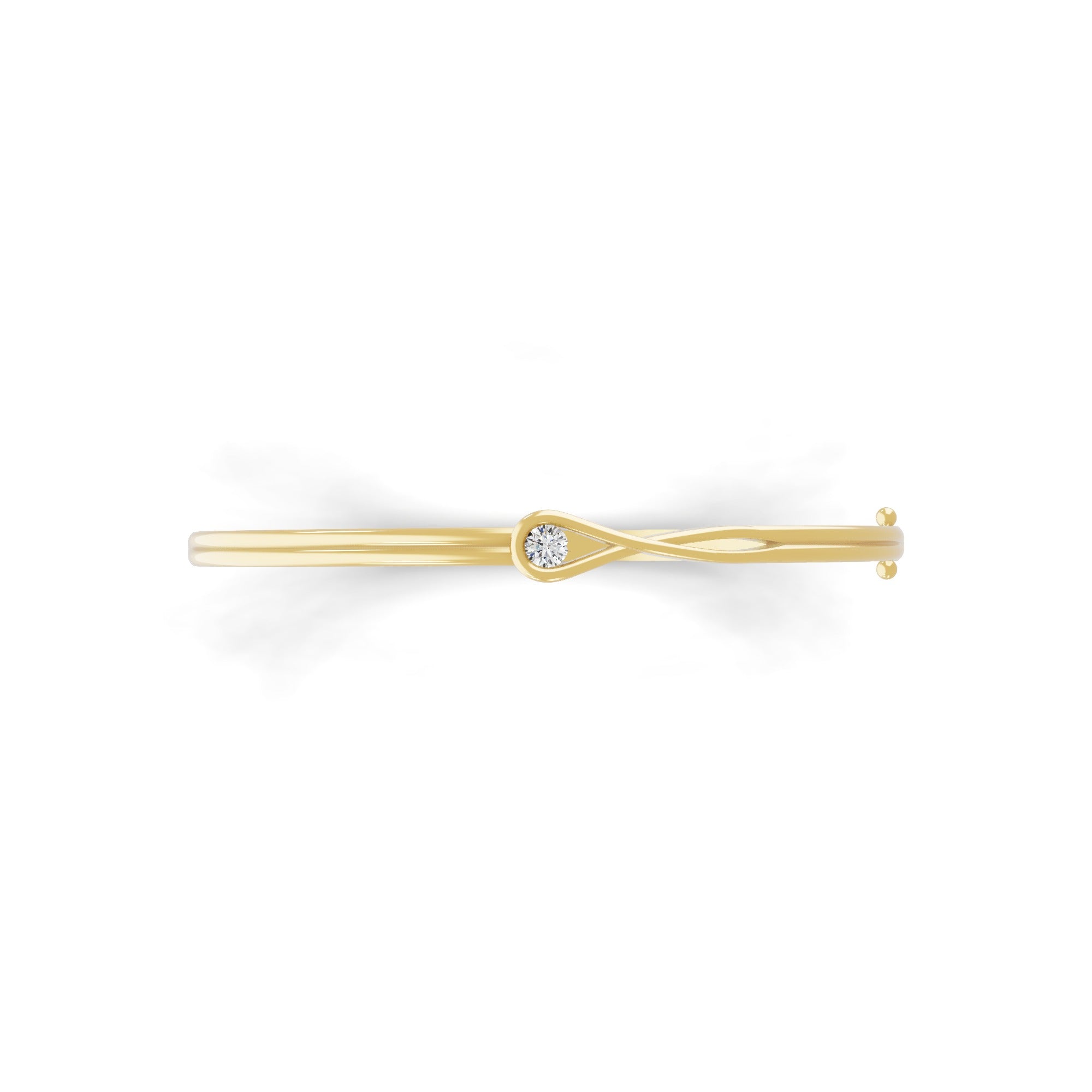 Round Cut Lab Grown Diamond 0.15Ct Solitaire Bangle 14K Fine Gold