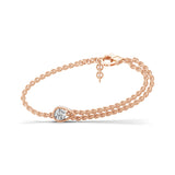 14K Rose Gold Round Cut Lab Grown Diamond Solitaire Chain Bracelet 0.50Ct