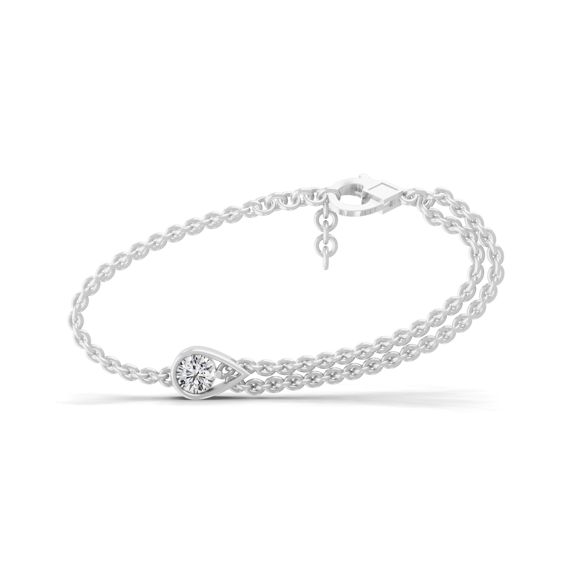 14K Rose Gold Round Cut Lab Grown Diamond Solitaire Chain Bracelet 0.50Ct