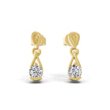 Lab Grown Diamond Solitaire Dangle Drop Earrings 14K Fine Gold 0.30Ct