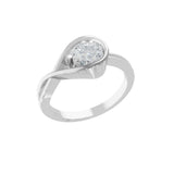 Bypass Half Bezel Solitaire Ring 14K Fine Gold Lab Grown Diamond 0.76Ct