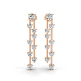 Round Cut 0.76Ct Lab Grown Diamond Dangle Drop Earrings 14K Fine Gold