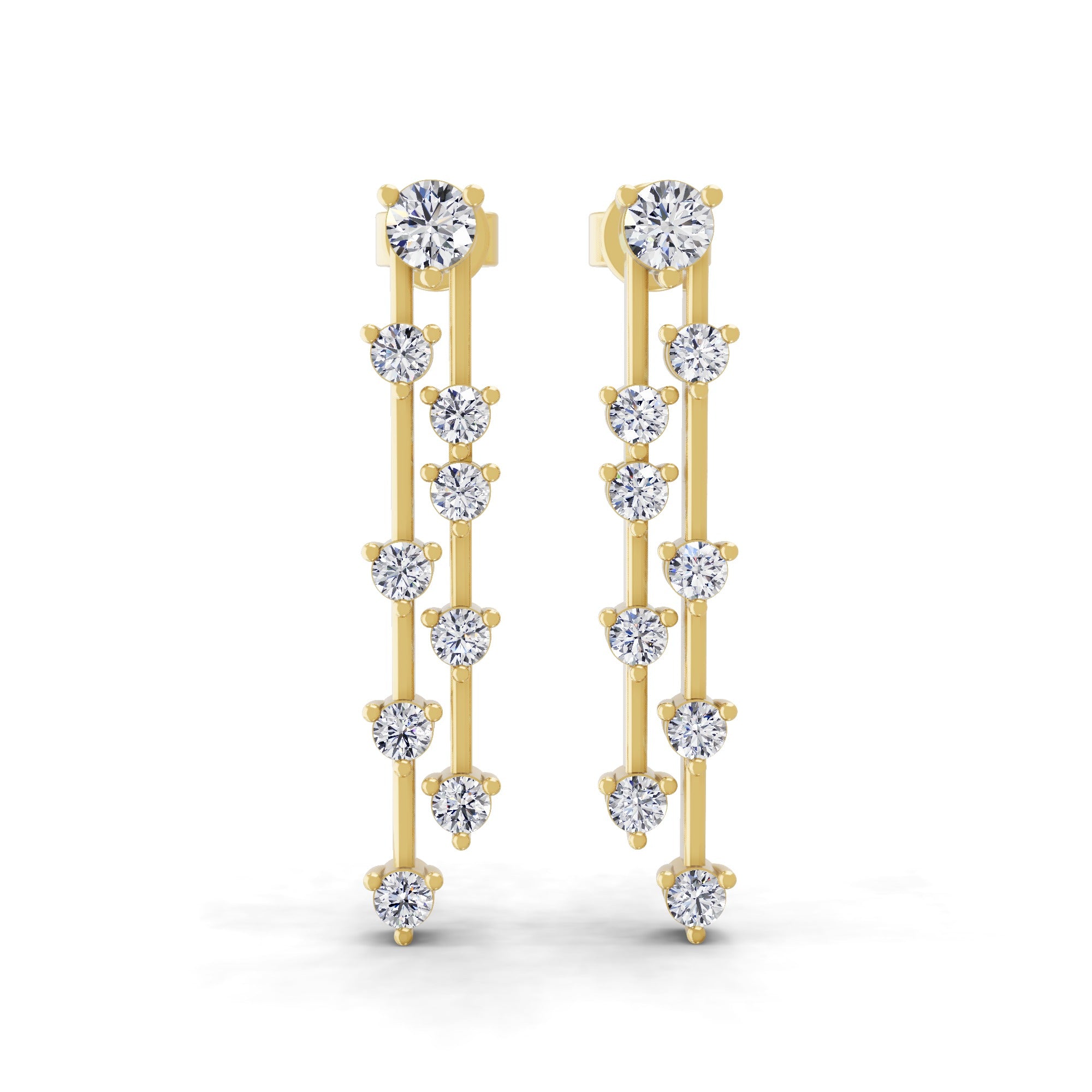 Round Cut 0.76Ct Lab Grown Diamond Dangle Drop Earrings 14K Fine Gold