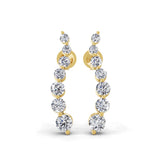 Lab Grown Diamond 14K Fine Gold Ear Climber Earrings Round Cut 1.12Ct