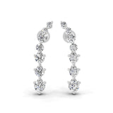 Lab Grown Diamond Long Graduation Earrings Round Cut in 14K Rose Gold 1.12ct
