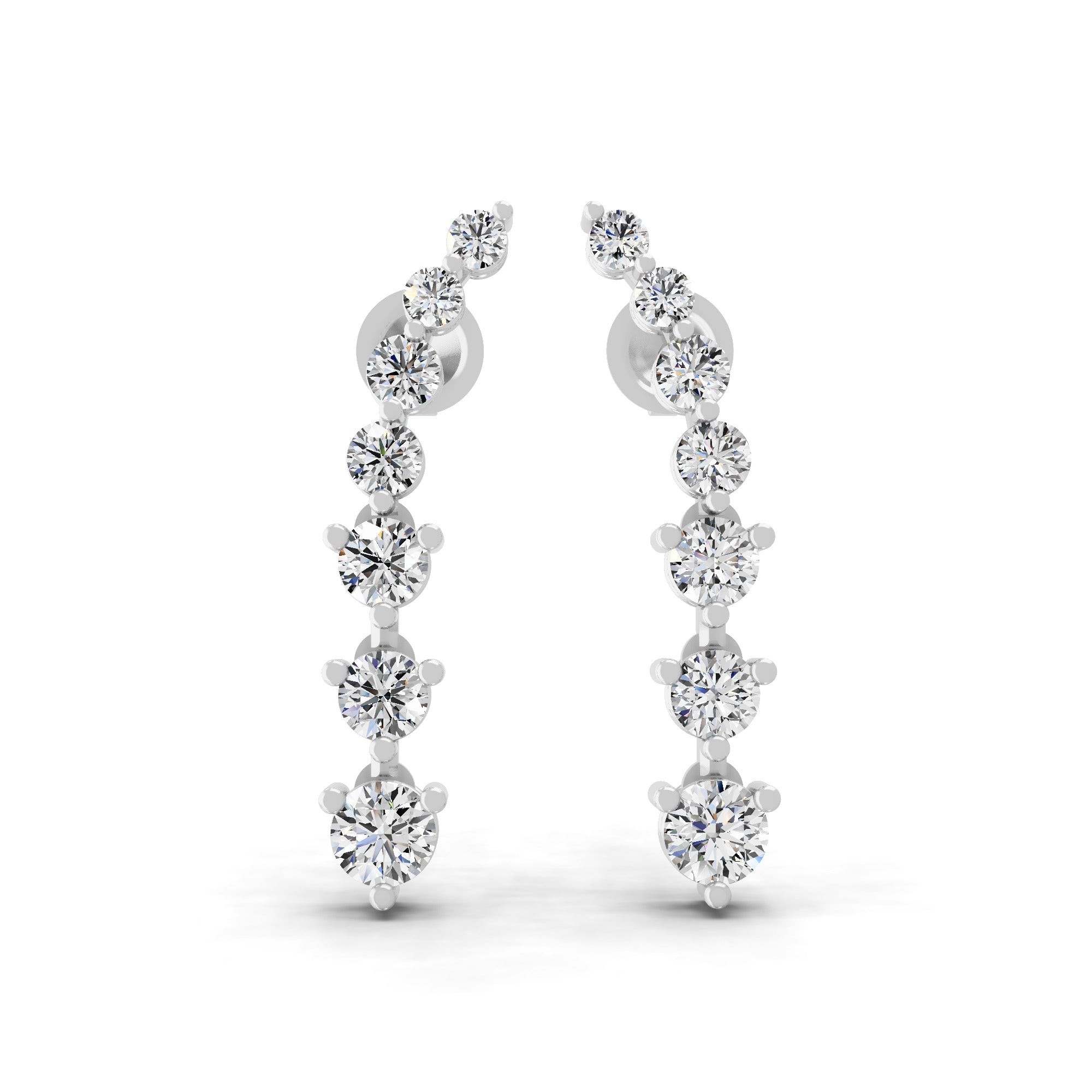 Lab Grown Diamond Long Graduation Earrings Round Cut in 14K Rose Gold 1.12ct