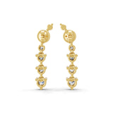 Lab Grown Diamond Long Graduation Earrings Round Cut in 14K Rose Gold 1.12ct
