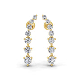 Lab Grown Diamond Long Graduation Earrings Round Cut in 14K Rose Gold 1.12ct