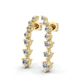 Lab Grown Diamond Long Graduation Earrings Round Cut in 14K Rose Gold 1.12ct