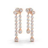 Round Brilliant Cut Lab Grown Diamond Dangle Earrings 0.97Ct 14K Fine Gold