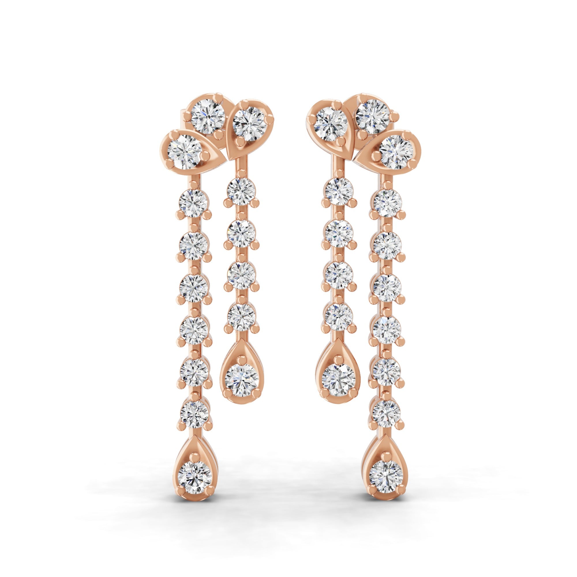 Round Brilliant Cut Lab Grown Diamond Dangle Earrings 0.97Ct 14K Fine Gold