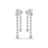 Round Brilliant Cut Lab Grown Diamond Dangle Earrings 0.97Ct 14K Fine Gold