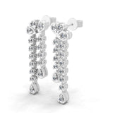 Round Brilliant Cut Lab Grown Diamond Dangle Earrings 0.97Ct 14K Fine Gold