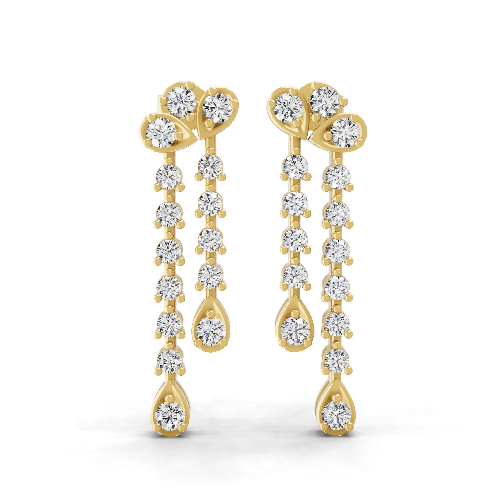 Round Brilliant Cut Lab Grown Diamond Dangle Earrings 0.97Ct 14K Fine Gold