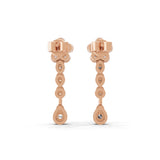 Round Cut 0.42Ct Lab Grown Diamond Dangle Drop Earrings 14K Fine Gold