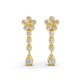 Round Cut 0.42Ct Lab Grown Diamond Dangle Drop Earrings 14K Fine Gold