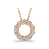 Lab Grown Diamond Twisted Circle Pendant Chain Necklace 14K Fine Gold 2.19Ct