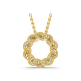Lab Grown Diamond Twisted Circle Pendant Chain Necklace 14K Fine Gold 2.19Ct