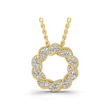 Lab Grown Diamond Twisted Circle Pendant Chain Necklace 14K Fine Gold 2.19Ct