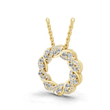 Lab Grown Diamond Twisted Circle Pendant Chain Necklace 14K Fine Gold 2.19Ct