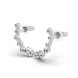 14K Fine Gold Lab Grown Diamond Curved Trail Ear Climber 0.60Ct