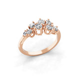 Round Cut Lab Grown Diamond Wedding Cluster Band Ring 0.65 Ct 14K Fine Gold