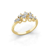 Round Cut Lab Grown Diamond Wedding Cluster Band Ring 0.65 Ct 14K Fine Gold