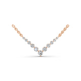 14K Fine Gold Lab Grown Diamond Graduated V Necklace 1.57Ct