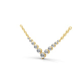 14K Fine Gold Lab Grown Diamond Graduated V Necklace 1.57Ct