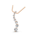 Graduating Round Cut Lab Grown Diamond Pendant Necklace 1.06Ct 14K Gold