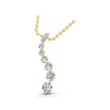 Graduating Round Cut Lab Grown Diamond Pendant Necklace 1.06Ct 14K Gold