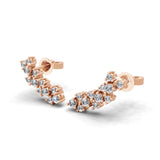 Lab Grown Diamond 0.85Ct Earrings Cluster Ear Climbers 14K Fine Gold