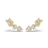 Lab Grown Diamond 0.85Ct Earrings Cluster Ear Climbers 14K Fine Gold