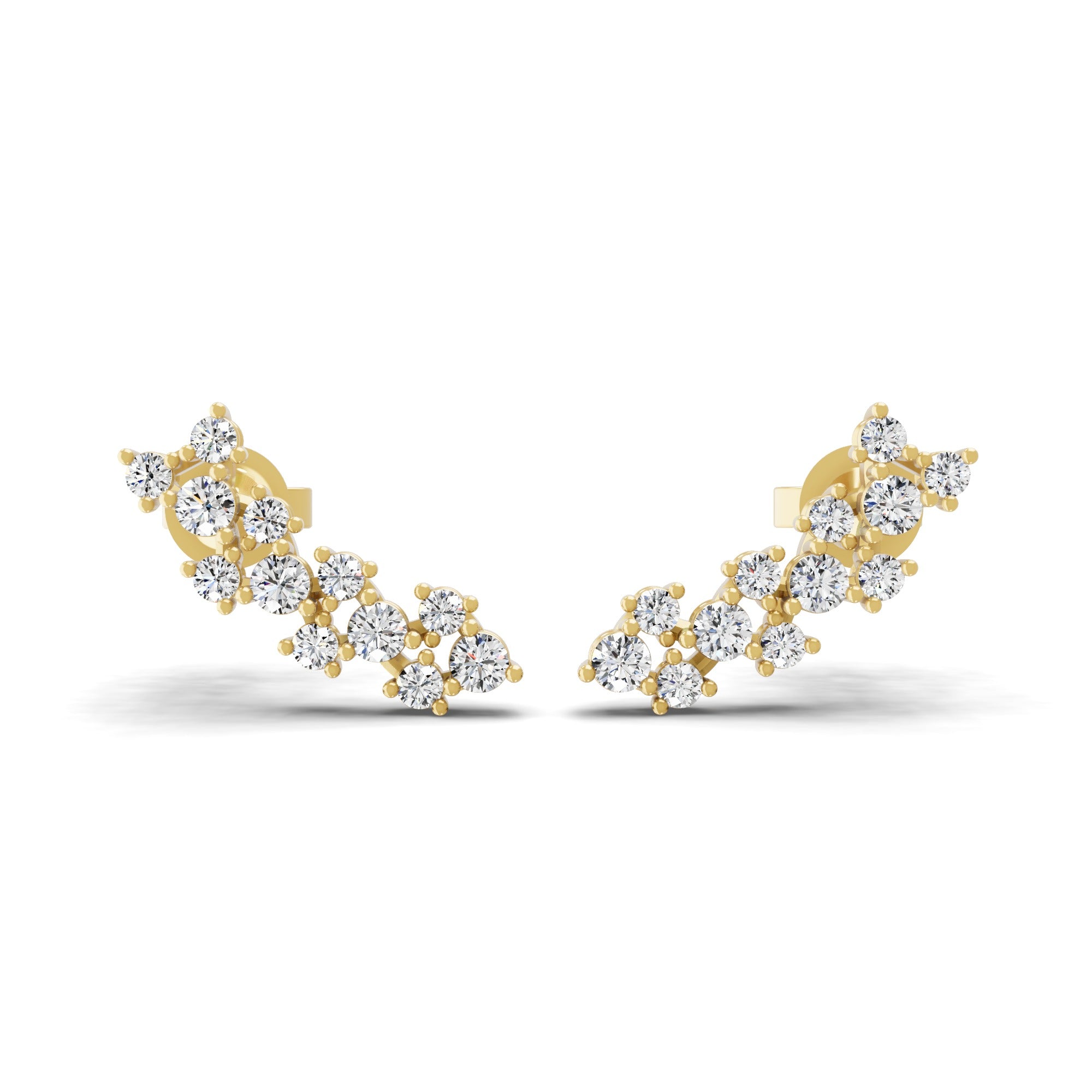 Lab Grown Diamond 0.85Ct Earrings Cluster Ear Climbers 14K Fine Gold