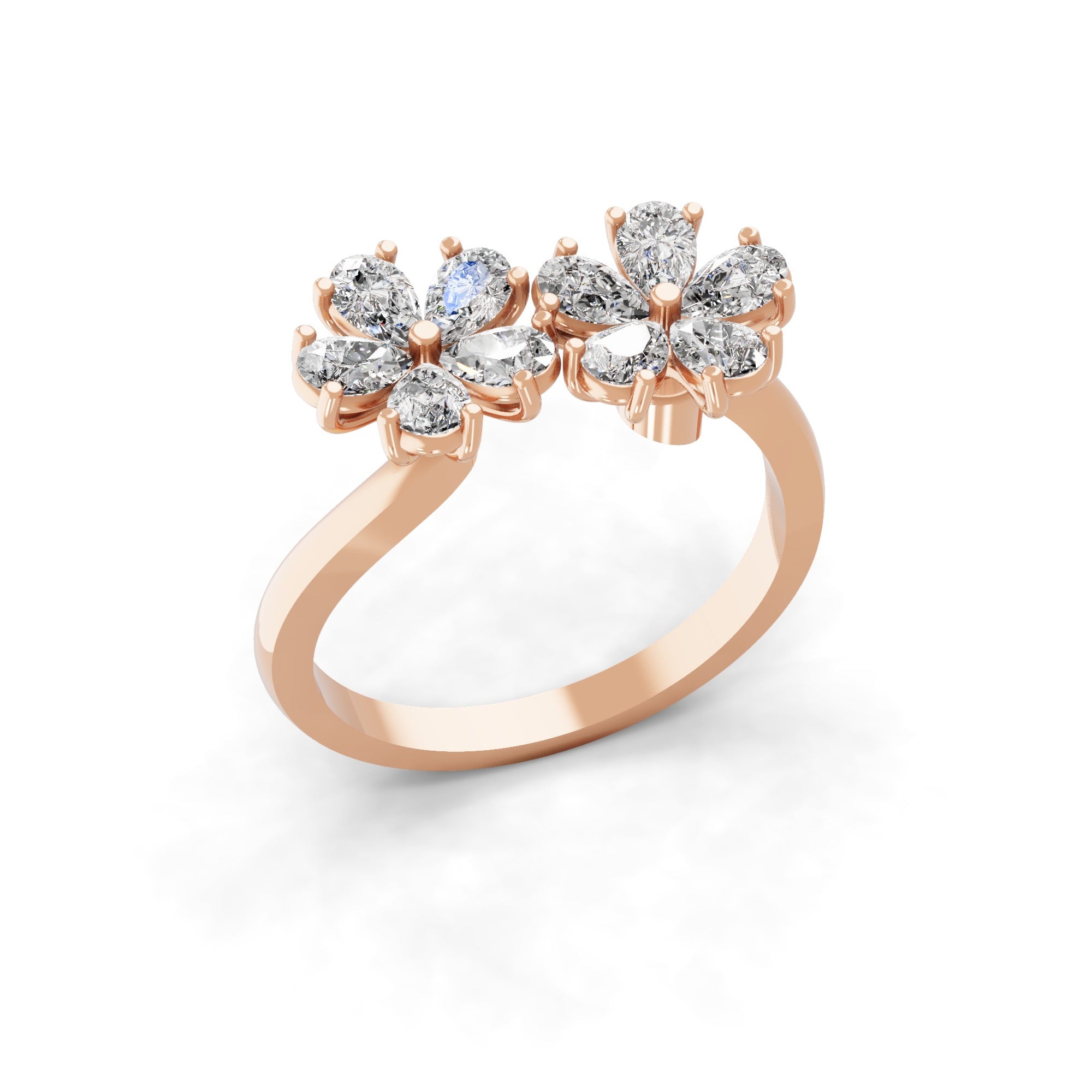 Floral Fantasy Ring Lab Grown Diamond 14K White Gold 1.10Ct