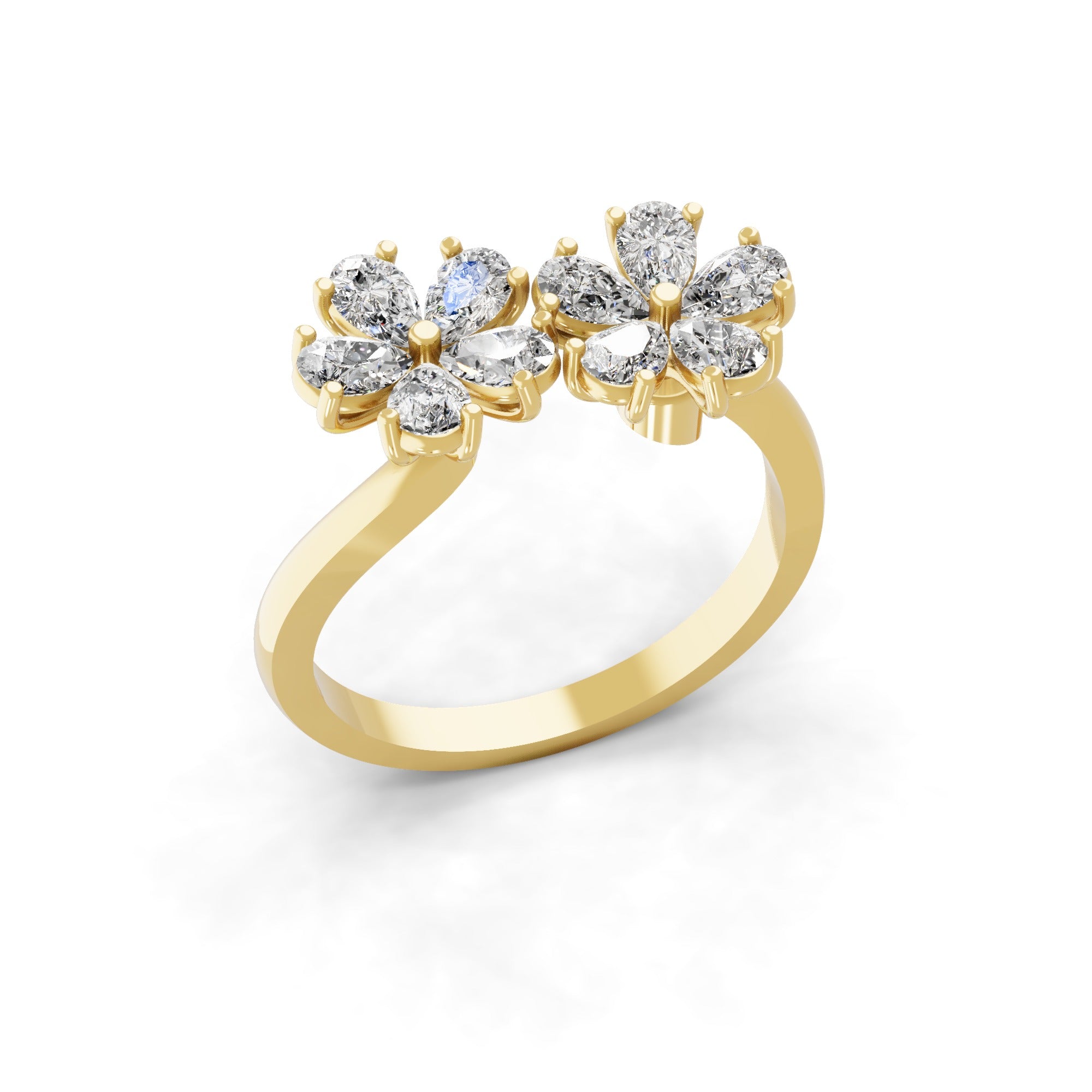 Floral Fantasy Ring Lab Grown Diamond 14K White Gold 1.10Ct