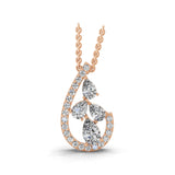 Round Pear Cut Lab Grown Diamond 3.39Ct 14K Fine Gold Pendant Necklace