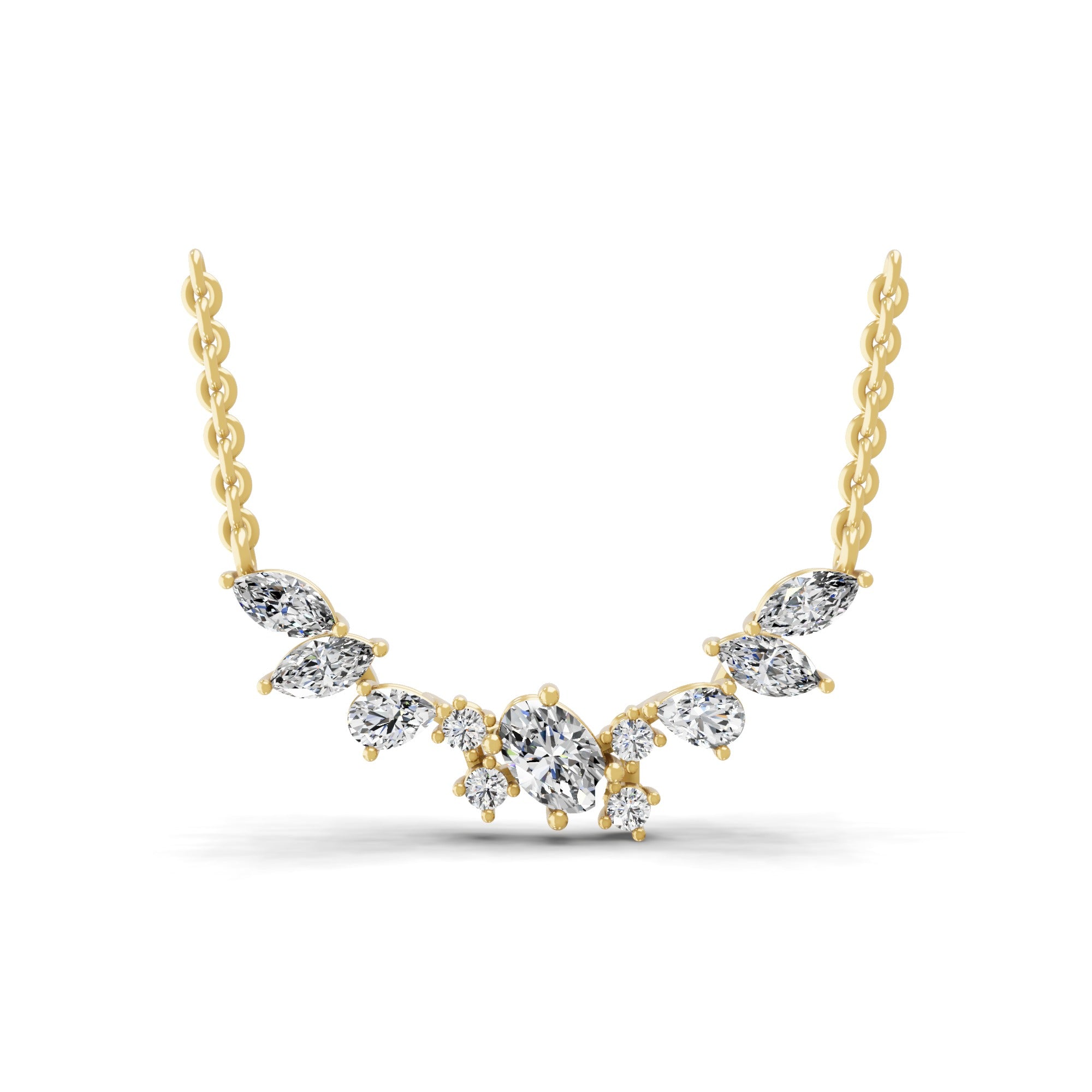 Contemporary Lab Grown Diamond Necklace 1.64Ct 14K Fine Gold
