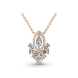 3.30Ct Leaf Cluster Pendant Necklace 14K Fine Gold Lab Grown Diamond