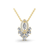 3.30Ct Leaf Cluster Pendant Necklace 14K Fine Gold Lab Grown Diamond