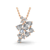 Celestara Cluster Pendant Necklace Lab Grown Diamond 3.15Ct 14K Fine Gold