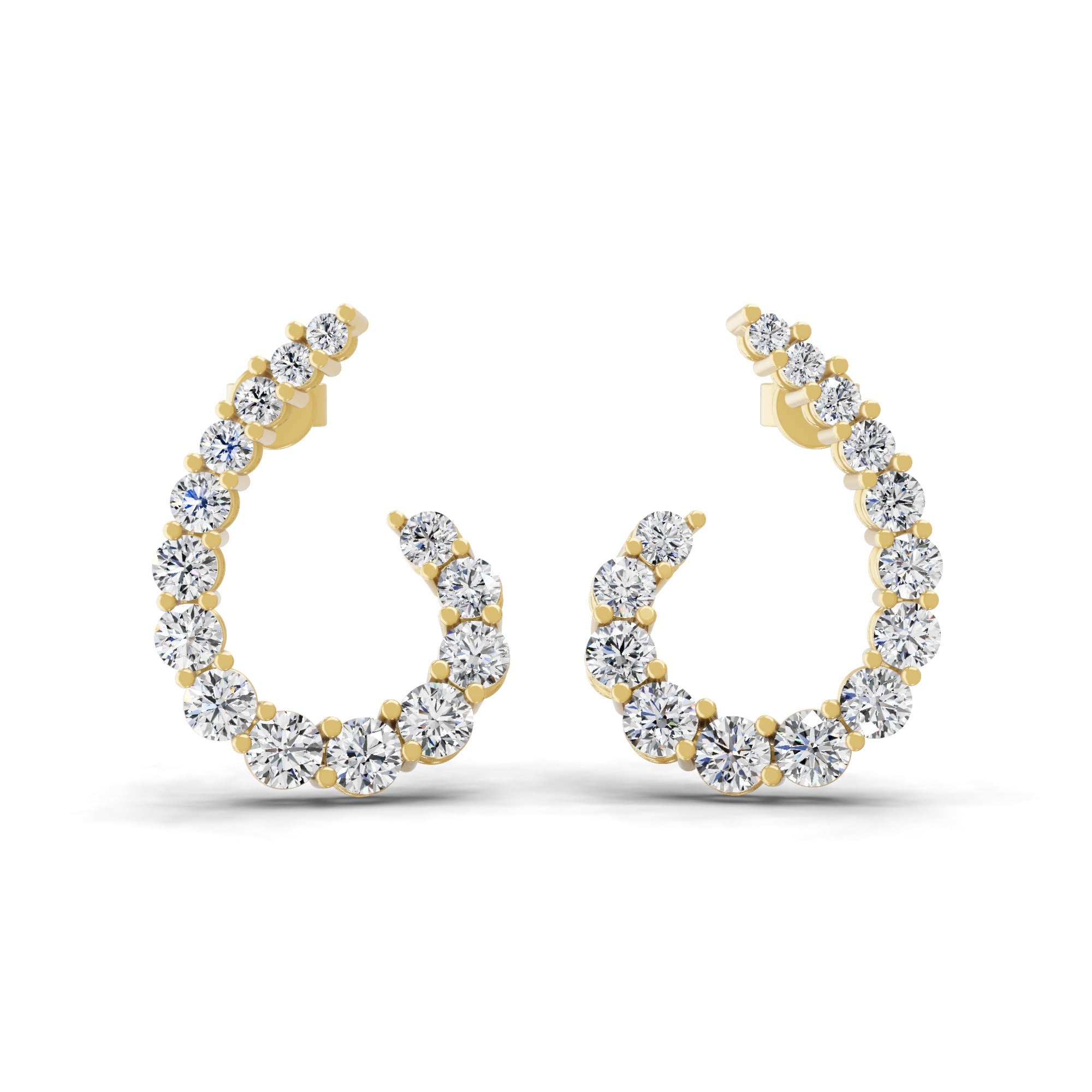 Matrix Hoop Earrings Lab Grown Diamond 3.73Ct 14K Fine Gold