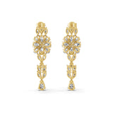 14K Gold Cluster Drop Earrings Round and Pear Shaped 6.61Ct Lab Grown Diamonds