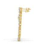 14K Gold Cluster Drop Earrings Round and Pear Shaped 6.61Ct Lab Grown Diamonds
