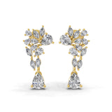 Radiant Fine Gold 1.65Ct Pear Marquise Cut Dangle Earrings Lab Grown Diamond