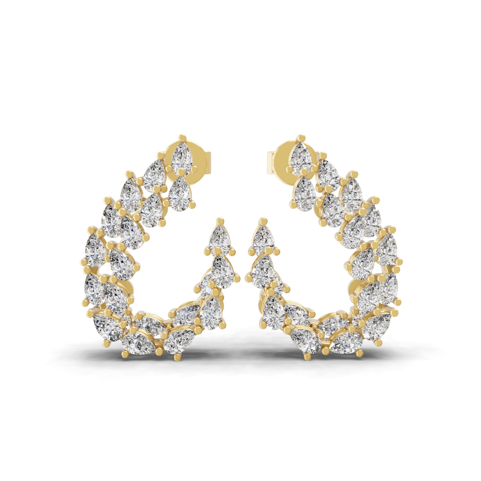 Pear Cut Prong Set Lab Grown Diamond 2.31Ct Hoop Earrings 14K Fine Gold