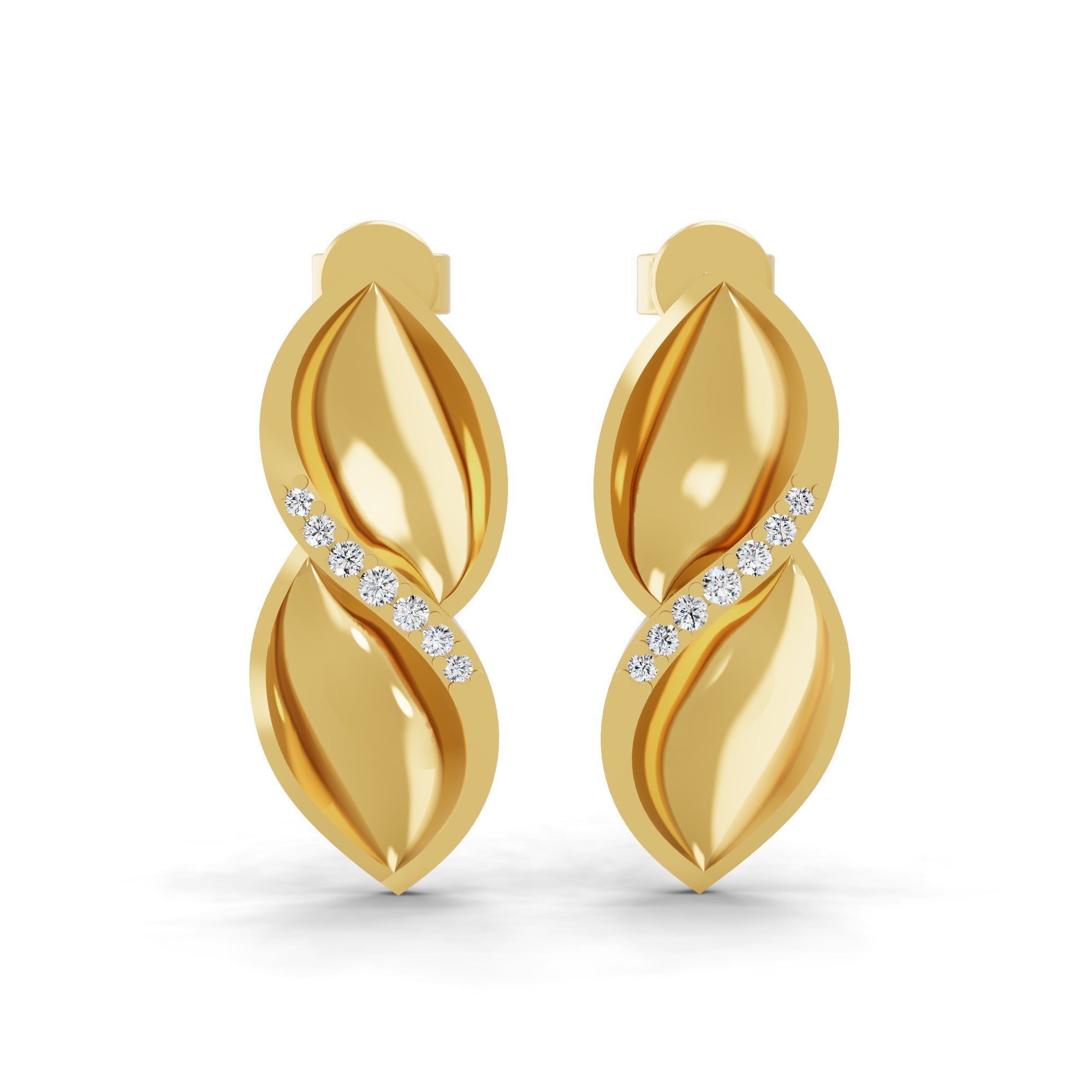 0.08Ct Lab Grown Diamonds 14K Fine Gold Round Cut Dangle Earrings